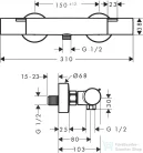 Hansgrohe Ecostat Fine termosztátos zuhany csaptelep, szálcsiszolt fekete króm 13324340