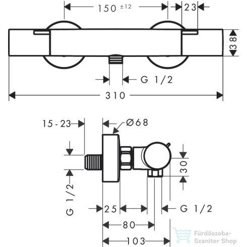 Hansgrohe Ecostat Fine termosztátos zuhany csaptelep,matt fekete 13324670
