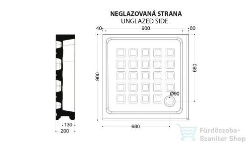 Sapho KERASAN Retro zuhanytálca szögletes 90x90x20cm 133801