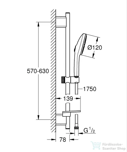 Grohe EUPHORIA 120 rudas zuhanyszett polccal, supersteel 134884DC00