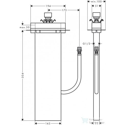Hansgrohe sBox peremre és épített peremre szerelhető kádcsaptelep alaptest 13560180
