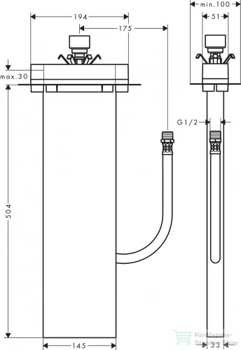 Hansgrohe sBox peremre és épített peremre szerelhető kádcsaptelep alaptest 13560180