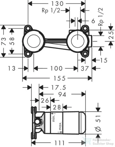 Hansgrohe Alaptest egykaros mosdócsaptelephez, falsík alatti szereléshez DN15 13622180