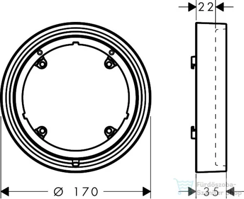 Hansgrohe AXOR SHOWERSELECT ID Round hosszabbító rozetta (22 mm), króm 13646000