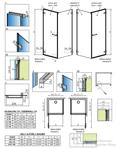 Radaway Arta KDJ I 80 B 80 cm-es zuhanyajtó balos 1386081-03-01L