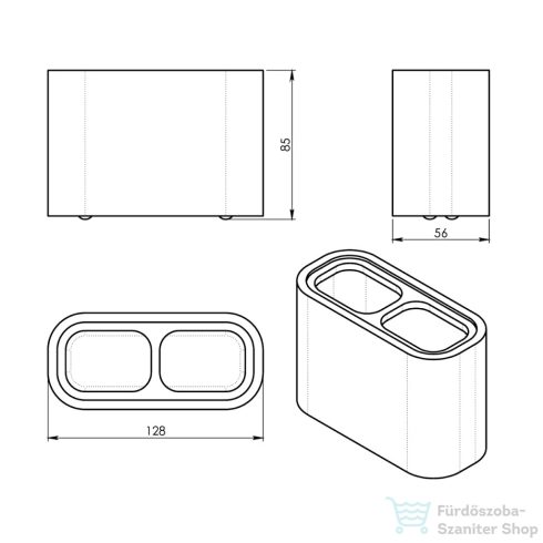 Sapho NINFEA álló fogkefetartó, fehér/bambusz (139802)