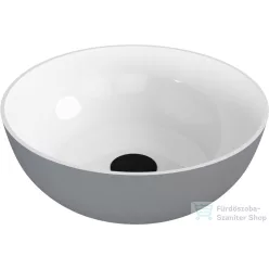  Sapho BANERA ROUND 39 cm-es öntöttmárvány mosdó leeresztő nélkül, fényes fehér/matt szürke 14337_32