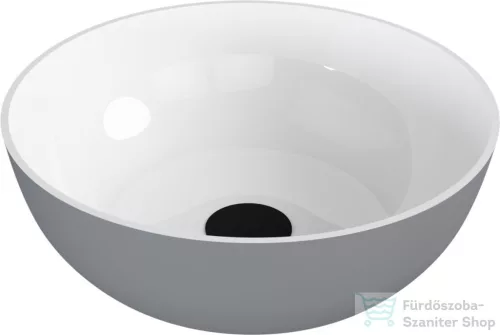 Sapho BANERA ROUND 39 cm-es öntöttmárvány mosdó leeresztő nélkül, fényes fehér/matt szürke 14337_32