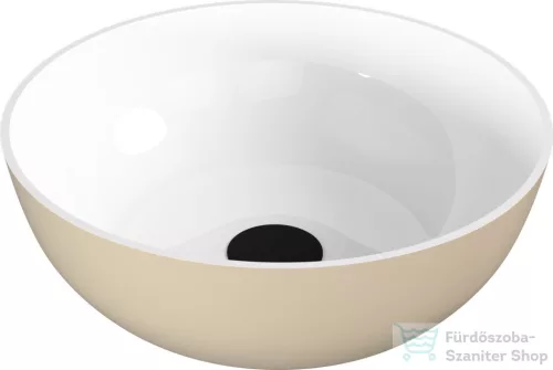 Sapho BANERA ROUND 39 cm-es öntöttmárvány mosdó leeresztő nélkül, fényes fehér/matt bézs 14337_82