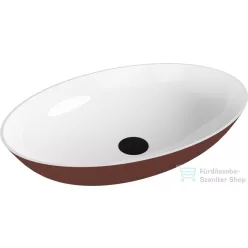   Sapho BANERA OVAL 60x40 cm-es öntöttmárvány mosdó, fényes fehér/matt barna 14397_72