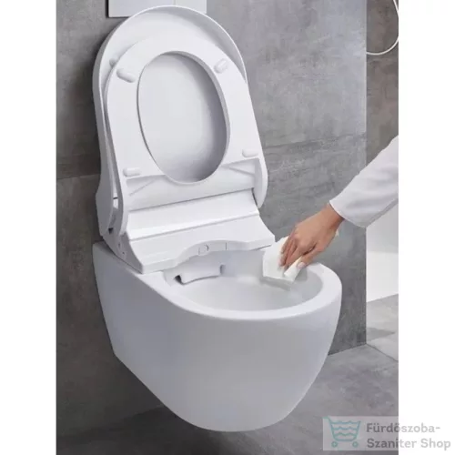 Geberit AquaClean Tuma Comfort perem nélküli wc+okos wc tető fekete üveg takarólappal,fehér 146.292.SJ.1 (146.293.SJ.1)