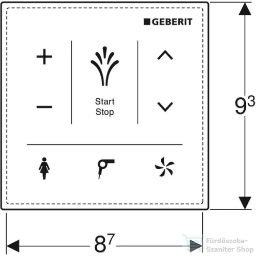 Geberit fali kezelőpanel Aquaclean wc-hez,Fehér üveg 147.038.SI.1