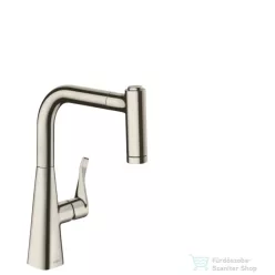   Hansgrohe Metris egykaros konyhai csaptelep 220 kihúzható kifolyóval, rozsdamentes acél hatású 14834800