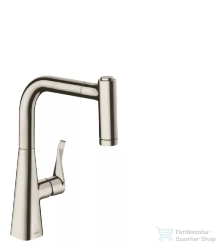 Hansgrohe Metris egykaros konyhai csaptelep 220 kihúzható kifolyóval, rozsdamentes acél hatású 14834800