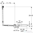 Geberit hosszított (73 cm) excenteres automata le- és túlfolyógarnitúra beépítőkészlet nélkül,króm 150.505.00.6