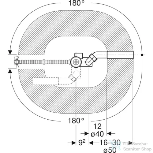 Geberit excenteres automata le- és túlfolyógarnitúra beépítő készlettel,speciális méret,króm 150.525.21.6