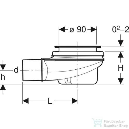 Geberit zuhanytálca szifon 50 mm-es vízzárral,d40 mm,fedél nélkül,150.552.00.1