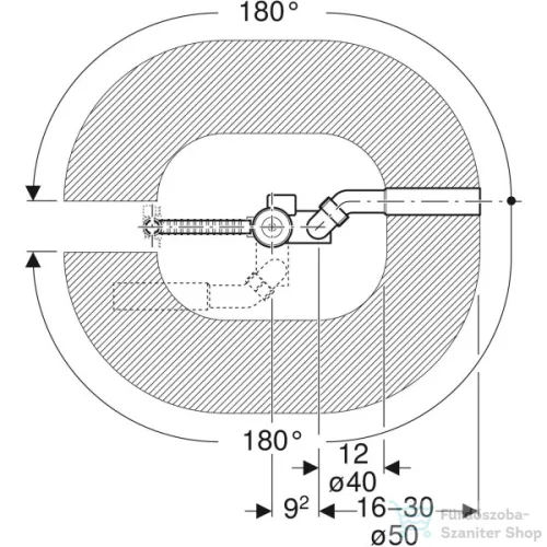 Geberit 26 excenteres automata le- és túlfolyógarnitúra összefolyóval, beépítő készlet nélkül 150700006