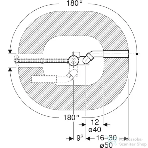 Geberit 73 cm-es excenteres le- és túlfolyógarnitúra összefolyóval, beépítő készlet nélkül 150.701.00.6