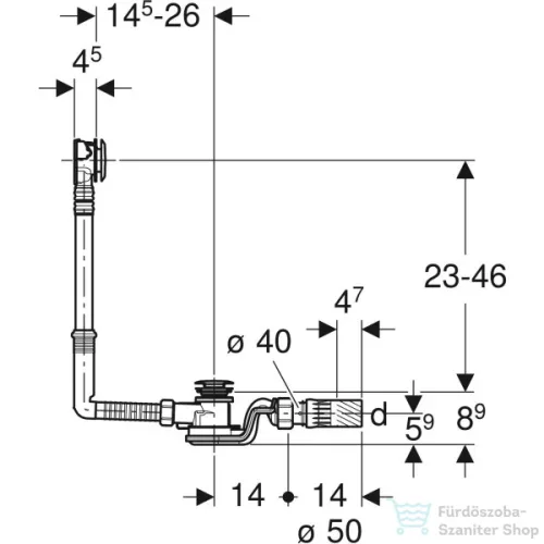 Geberit Pushcontrol le- és túlfolyógarnitúra beépítő készlettel,króm 150.750.21.6