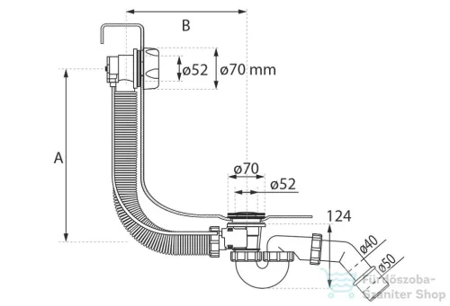 M-Acryl Extra hosszú automata le- és túlfolyó szifonnal (120 cm) 15210