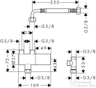 Hansgrohe HG termosztát DN15 sarokszeleppel DN10, króm 15346000