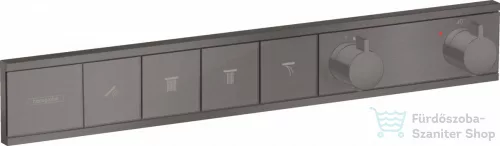 Hansgrohe RainSelect Termosztát falsík alatti szereléshez, 4 fogyasztóhoz, szálcsiszolt fekete/króm, 15382340