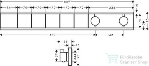 Hansgrohe RainSelect Falsík alatti termosztátos csaptelep színkészlet 5 fogyasztóhoz, 15384000
