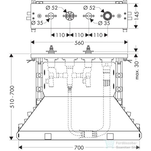 Hansgrohe AX 4-lyukú csaptelep FlieRa alaptest Secu 15481180