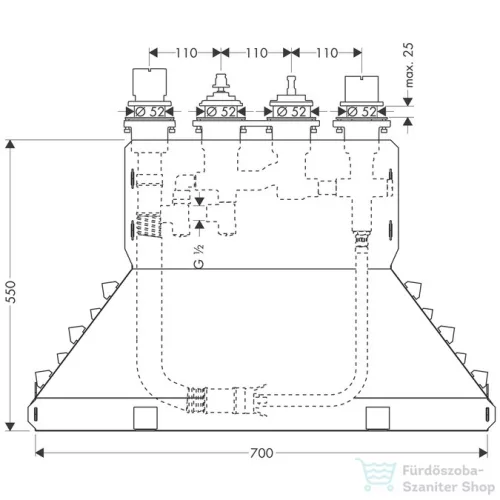 Hansgrohe AX 4-lyukú termosztát Wara alaptest Secu 15482180