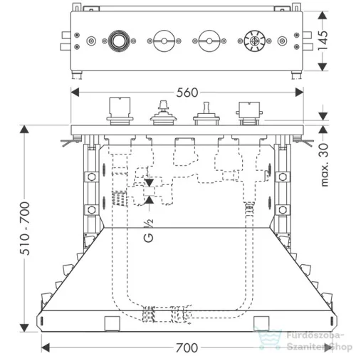 Hansgrohe AXOR 4-lyukú termosztát FlieRa alaptest Secu 15483180