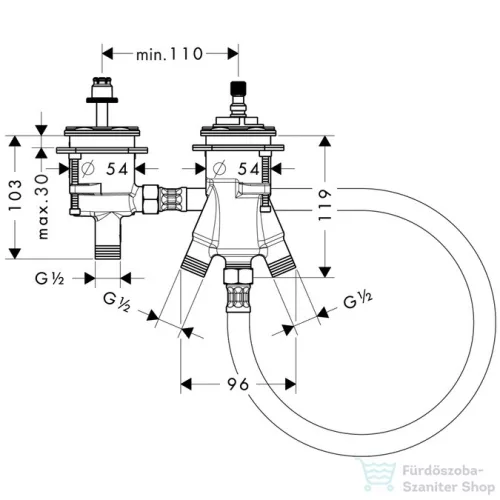 Hansgrohe AX 2-lyukú Thermostat Wara alaptest 15486180