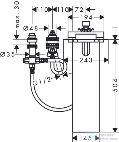 Hansgrohe Axor 3-lyukú Thermostat Wara alaptest 15487180