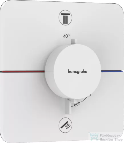 Hansgrohe ShowerSelect Comfort Q termosztát 2 funkciós falsík alatti szereléshez,biztonsági kombinációval,matt fehér 15586700