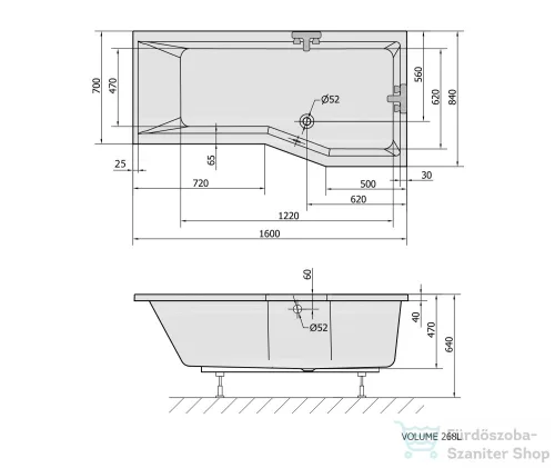 Sapho POLYSAN Versys kád 160x85/70x47, jobb 15611