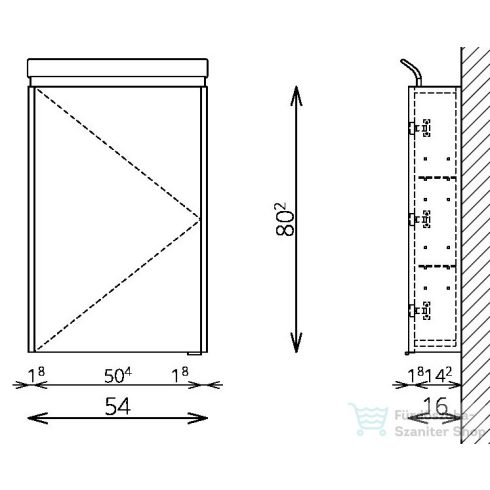 TBoss Mirror Box Cut 55 cm-es tükrös szekrény 1562301112012415131