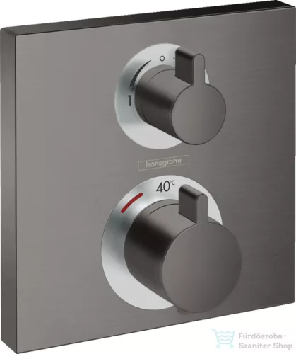 Hansgrohe Ecostat Square Termosztát falsík alatti szereléshez, 2 fogyasztóhoz, szálcsiszolt fekete/króm, 15714340