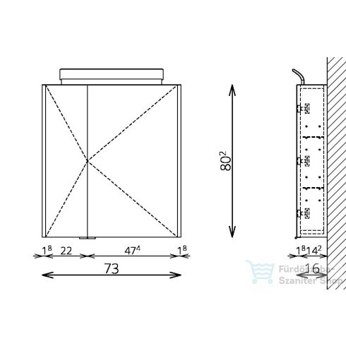TBoss Mirror Box Cut 75 cm-es tükrös szekrény 1572320106052415103