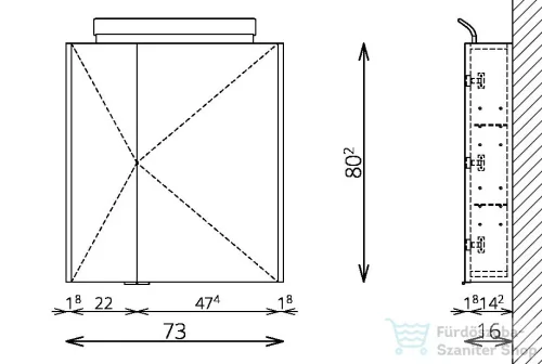 TBoss Mirror Box Cut 75 cm-es tükrös szekrény 1572320106052415103