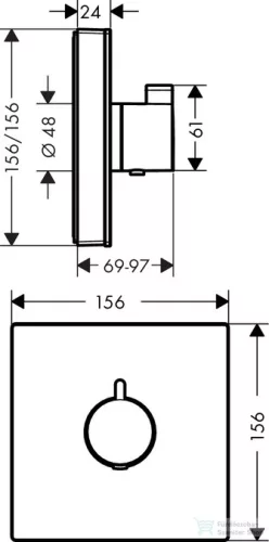 Hansgrohe ShowerSelect Glas falsík alatti highflow termosztátos csaptelep 15734400