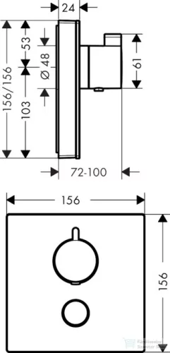 Hansgrohe ShowerSelect Glas falsíkon kívüli 1+1 fogyasztóhoz 15735400