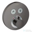 Hansgrohe ShowerSelect S termosztátos csaptelep, falsík alatti szereléshez, 2 fogyasztóhoz szálcsiszolt fekete 15743340
