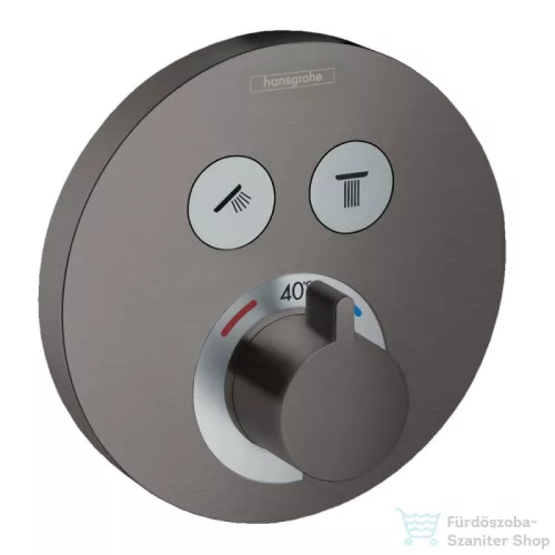 Hansgrohe ShowerSelect S termosztátos csaptelep, falsík alatti szereléshez, 2 fogyasztóhoz szálcsiszolt fekete 15743340