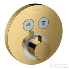 Hansgrohe ShowerSelect S termosztátos csaptelep, falsík alatti szereléshez, 2 fogyasztóhoz polírozott arany hatású 15743990