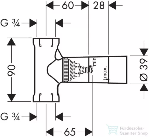 Hansgrohe elzárószelep alaptest gumibetéttel 130 liter/perc, falsík alatti szereléshez 15970180