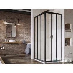   Ravak SUPERNOVA ASRV3+ASRV3 75x75 cm-es tolóajtós,sarokbelépős zuhanykabin,fekete/transparent 15V303R2Z1SET7575