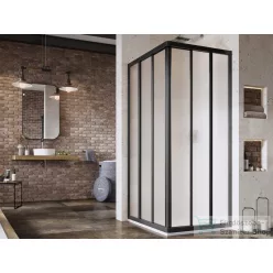   Ravak SUPERNOVA ASRV3+ASRV3 75x80 cm-es tolóajtós,sarokbelépős zuhanykabin,fekete/grape 15V303R2ZGSET7580