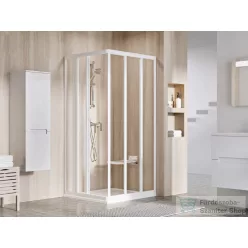   Ravak SUPERNOVA ASRV3+ASRV3 80x90 cm-es tolóajtós,sarokbelépős zuhanykabin,fehér/transparent 15V401R2Z1SET8090