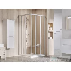   Ravak SUPERNOVA ASRV3+ASRV3 80x80 cm-es tolóajtós,sarokbelépős zuhanykabin,szatén/transparent 15V40UR2Z1SET8080