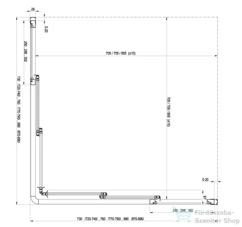 Ravak SUPERNOVA ASRV3+ASRV3 80x80 cm-es tolóajtós,sarokbelépős zuhanykabin,szatén/grape 15V40UR2ZGSET8080